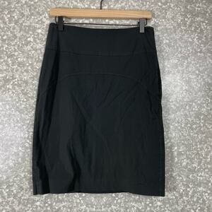 Club Monaco Black Knee Length Double Slit Pencil Skirt - Size 6 - Wide Waistband